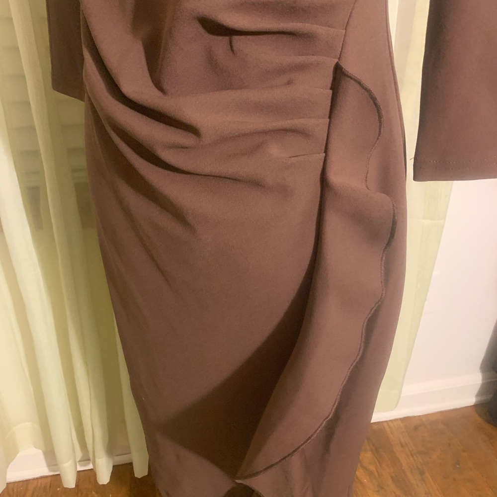 Chic  Brown Dress with ruffle - Picture 5 of 11